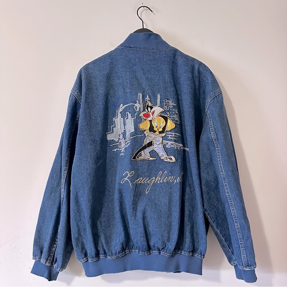 Blouson Bomber Vintage Looney Tunes - Lot 29 - Taille L Noir - Occasion Très Bon état